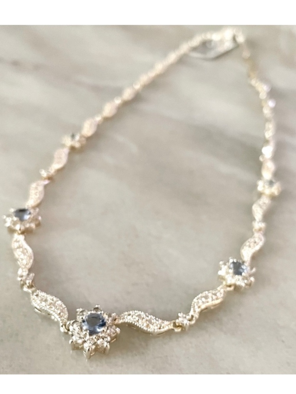 Sterling Silver Necklace with Tanzanite Stones NWT